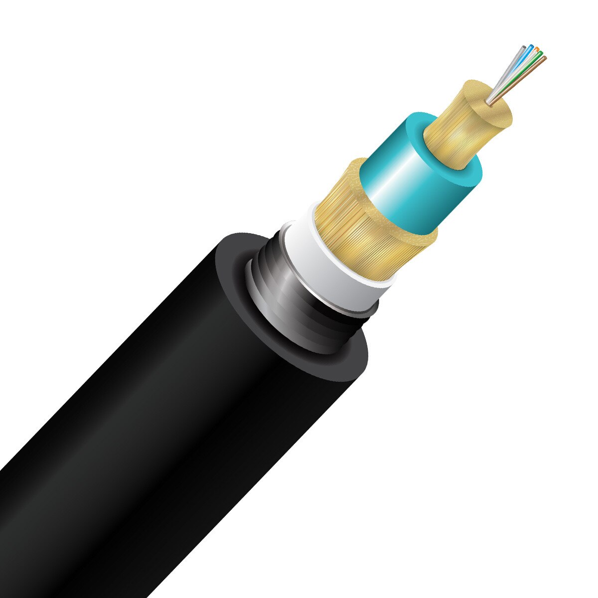 BendSafe® 6 Strand OM3 Armored Direct Burial Distribution PE/OSP/Burial - Bulk per Ft.